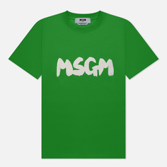 Женская футболка MSGM Logo Brush Print, цвет зелёный