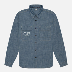 Мужская рубашка C.P. Company Chambray Logo, цвет синий, размер M