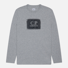 Мужской лонгслив C.P. Company 30/1 Jersey Logo, цвет серый, размер XXL