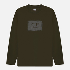 Мужской лонгслив C.P. Company 30/1 Jersey Logo, цвет оливковый, размер M