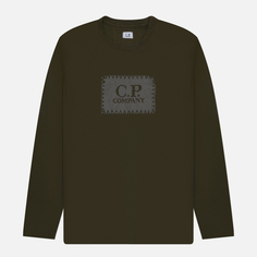 Мужской лонгслив C.P. Company 30/1 Jersey Logo, цвет оливковый