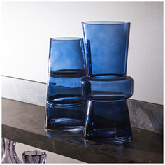 Вазы ваза BRONCO Nova blue 12,8х24см стекло синяя