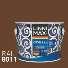 Грунт-эмаль по ржавчине 3 в 1 Linnimax цвет орехово-коричневый полуматовый 2.5 л Без бренда