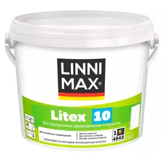 Краска для стен и потолков Linnimax Litex 10 моющаяся матовая цвет белый база 1 2.5 л Без бренда