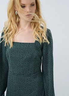 Платье мини с квадратным вырезом, Зеленый Ostin