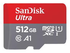 Карта памяти 512Gb - SanDisk Micro Secure Digital XC Class 10 Ultra UHS-I A1 SDSQUAC-512G-GN6MN