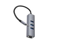 Хаб USB Hoco HB34 Easy 3xUSB 3.0/RJ45 + кабель Type-C Grey 6931474794543