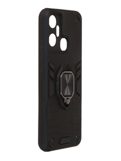 Чехол DF для Infinix Smart 6 Plus с магнитом и кольцом Black inArmor-01