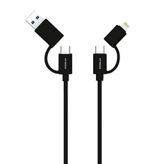 Аксессуар Ergolux USB - Type-C-Type-C-Lightning 5А 1.2m Black ELX-CDC07-C02