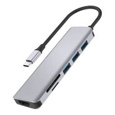 Хаб USB Wiwu Alpha A731HC 7-in-1 3xUSB/HDMI/USB-C/MicroSD/TF Grey 6936686408547