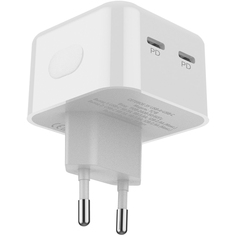 Зарядное устройство Pero TC18 USB-C + USB-C PD 35W White TC18W ПЕРО