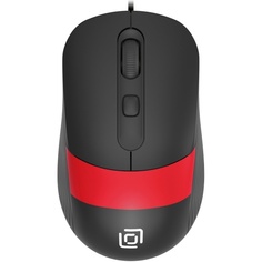 Мышь Oklick 310M черная/красная оптическая (2400dpi) USB для ноутбука (4but) (1869102)