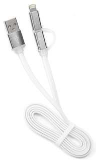 Кабель интерфейсный USB 2.0 Cablexpert CC-mAPUSB2w1m AM/microBM 5P - iPhone lightning, 1м, комбо кабель, алюмин
