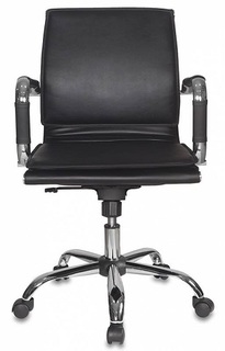 Кресло офисное Бюрократ CH-993-LOW черное, искусственная кожа, низкая спинка, крестовина хром
