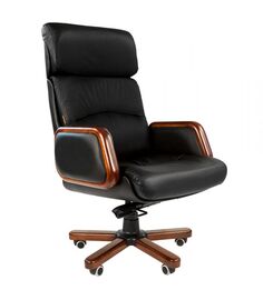 Кресло офисное Chairman 417 6082581 черное, натуральная кожа, до 150 кг