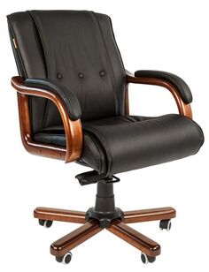Кресло офисное Chairman 653 M 7001204 черное, натуральная кожа, до 120 кг