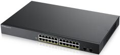 Коммутатор ZYXEL GS1900-24HPv2 Smart L2 PoE+, rack 19", 24xGE PoE+, 2xSFP, бюджет PoE 170 Вт