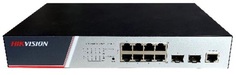 Коммутатор управляемый HIKVISION DS-3E2510P(B) L2, 8*RJ45 1000M PoE, 2*1000M SFP порта, 802.3af/a, бюджет PoE 125Вт, VLAN, RSTP, IGMP, QoS, ERPS