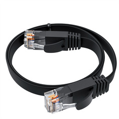 Кабель патч-корд U/UTP 6 кат. 0.5м GCR GCR-52882 GCR Патч-корд PROF плоский прямой 0.5m, UTP медь кат.6, черный, 30 AWG, ethernet high speed 10 Гбит/с