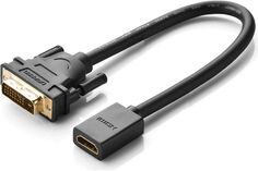 Адаптер UGREEN 20118 DVI Male to HDMI, кабель 22см, цвет: черный