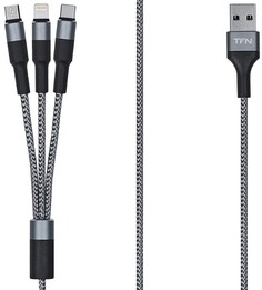 Кабель TFN TFN-C-3IN1-USBC-GR USB Type-A/Lightning, microUSB, USB Type-C, 1.2м, grey