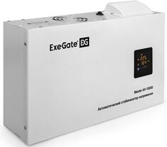 Стабилизатор напряжения Exegate Master AV-10000 10000ВА, 140В-260В, цветной дисплей, 220В±8%, КПД 98%, 5 уровней защиты, задержка, усиленный метал.кор