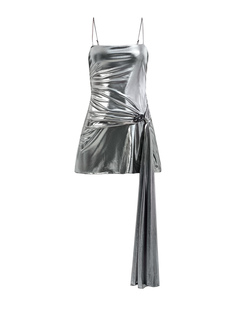 Платье-мини D-Blas цвета металлик с драпированной вставкой Diesel