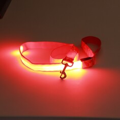 Поводок с подсветкой милитари 3 режима свечения, 120 х 2,5 см, красный Пижон