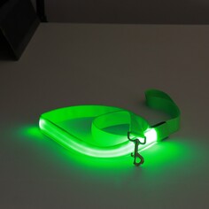Поводок с подсветкой 3 режима свечения, 120 х 2,5 см, зеленый Пижон