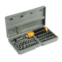 Отвертка с набором бит и головок тундра, реверсивная, в кейсе, 40 предметов Tundra