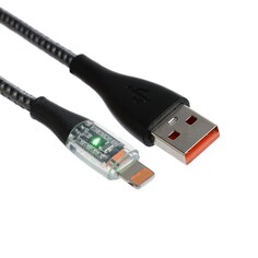 Кабель, 2 а, lightning - usb, прозрачный, оплетка нейлон, 1 м, серый NO Brand