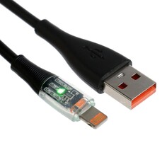 Кабель, 3 а, lightning - usb, прозрачный, tpe оплетка, 1 м, черный NO Brand