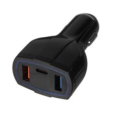 Зарядное устройство cartage, 12-24 в, 2 usb, type-c 3.5 а, черный