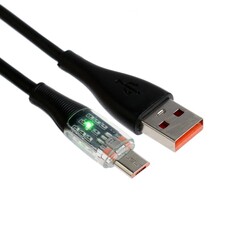 Кабель, 2 а, microusb - usb, прозрачный, tpe оплетка, 1 м, черный NO Brand