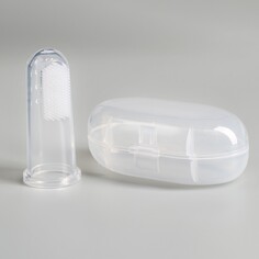 Щетка для чистки зубов животных, 5,5 х 2,5 см, прозрачный контейнер 7 х 4 см Пижон