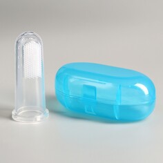 Щетка для чистки зубов животных, 5,5 х 2,5 см, голубой контейнер 7 х 4 см Пижон