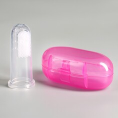 Щетка для чистки зубов животных, 5,5 х 2,5 см, розовый контейнер 7 х 4 см Пижон