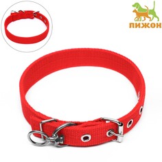 Ошейник двухслойный с вертлюгом, 55 х 2,5 см, полиэстер, красный Пижон