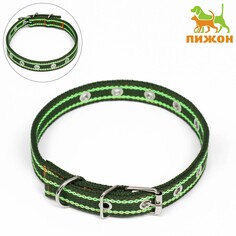 Ошейник брезентовый безразмерный двухслойный, 52 х 2 см, хаки/салатовый Пижон