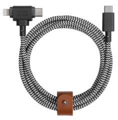 Native Union Кабель Belt Cable USB-С - Lightning/USB-С, 1,5м, кевлар, зебра