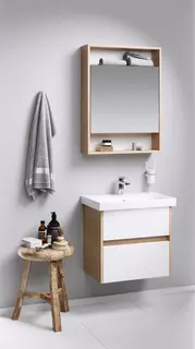 Комплект мебели дуб балтийский/белый глянец 60 см Aqwella City CI0106DB + UMMOD60SL/1 + SIT0406DB