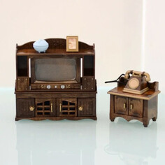 Кукольные домики и мебель Sylvanian Families Классические коричневые телевизор и телефон