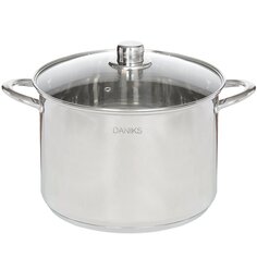 Кастрюля нержавеющая сталь, 13 л, с крышкой, крышка стекло, Daniks, ОБТ, SD-6HP-13, индукция