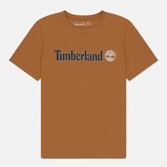 Мужская футболка Timberland Kennebec River Linear Logo, цвет коричневый, размер XXL
