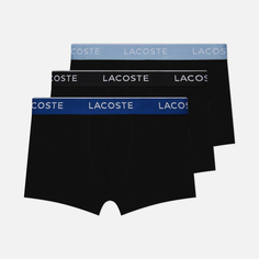 Комплект мужских трусов Lacoste Underwear 3-Pack Boxer Casual Contrast Waistband, цвет чёрный