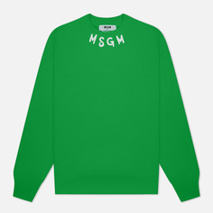 Мужская толстовка MSGM Collar Brush Stroke Logo, цвет зелёный, размер XL