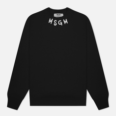 Мужская толстовка MSGM Collar Brush Stroke Logo, цвет чёрный, размер XL