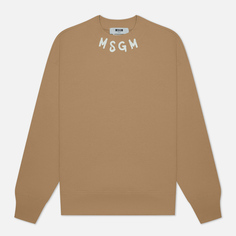 Мужская толстовка MSGM Collar Brush Stroke Logo, цвет коричневый, размер S