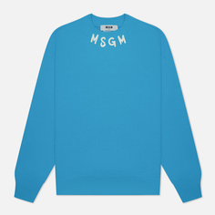 Мужская толстовка MSGM Collar Brush Stroke Logo, цвет голубой, размер L