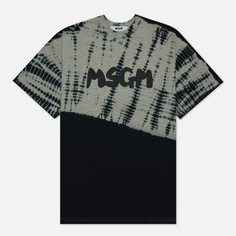 Мужская футболка MSGM Tie Dye Brush Logo, цвет серый